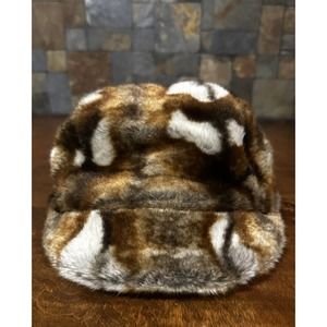 Stylish Faux Fur Cap - Brown and White